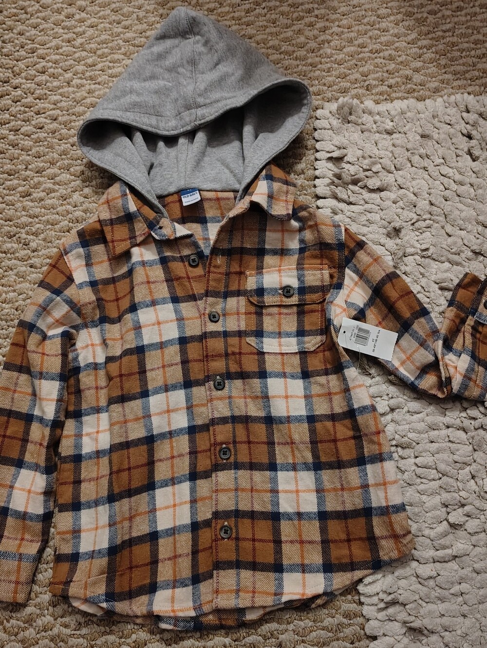Old Navy Plaid Hooded Button-Down Shirt